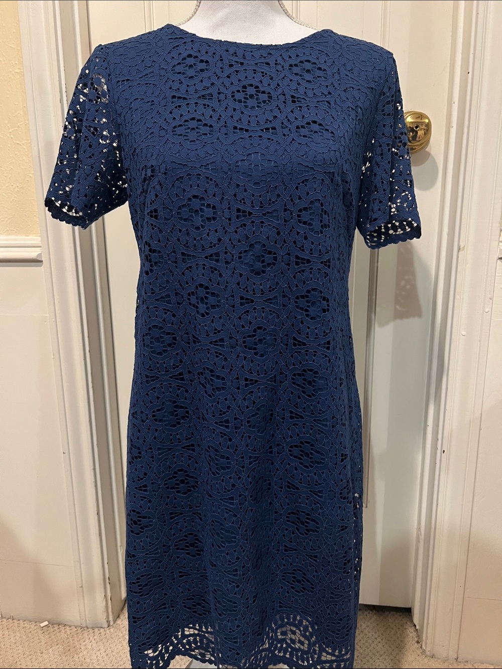 Ann Taylor Navy Crochet Lace Shift Dress